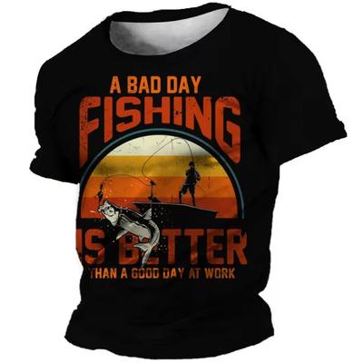 Summer Men T Shirts Short Sleeve Tops Clothing Fishing Graphic Shirts Apparel Streetwear O-Neck Pullovers Male Fishing Shirt