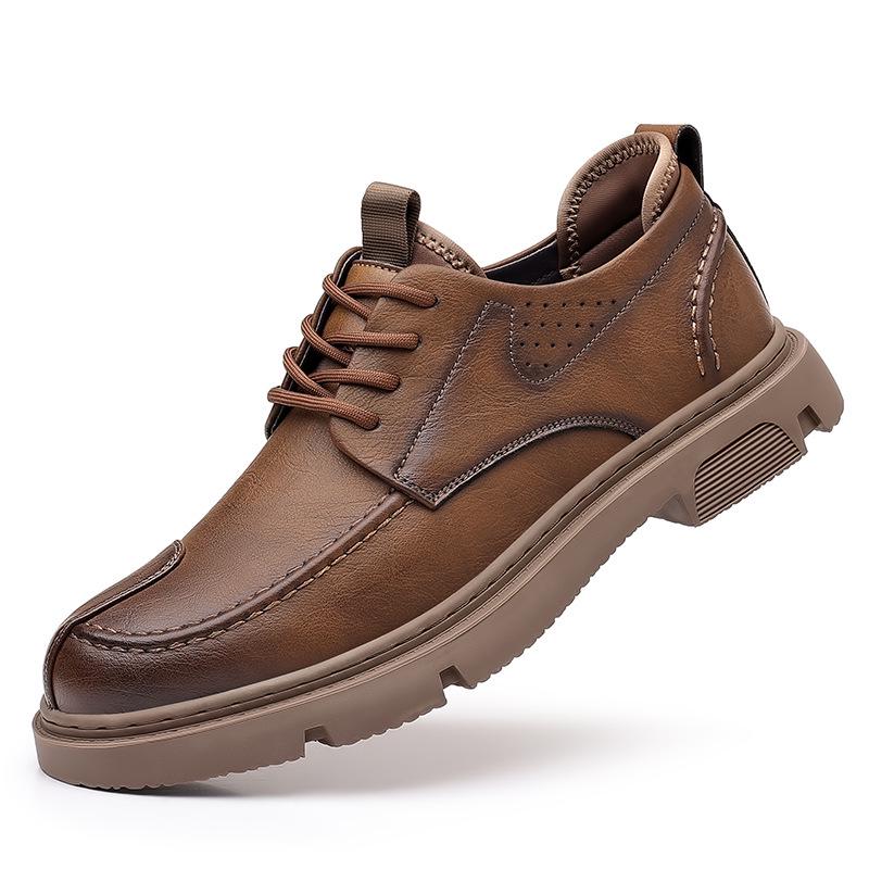 Men s Casual Leather Low-Top Shoes - Autumn 2025 Korean  British Style Retro Workwear Sneakers Size 40