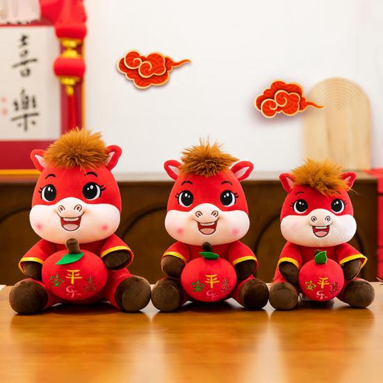 2026 Year of The Horse Stuffed Animal Plush Toy Chinese New Year Zodiac Horse Doll God of Wealth Peace Mascot Doll
