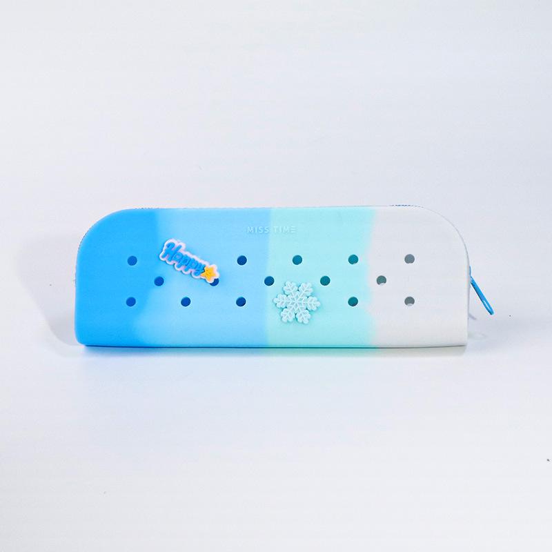 DIY silicone hole pencil bag, student creative cute pencil bag learning stationery storage bag stationery box