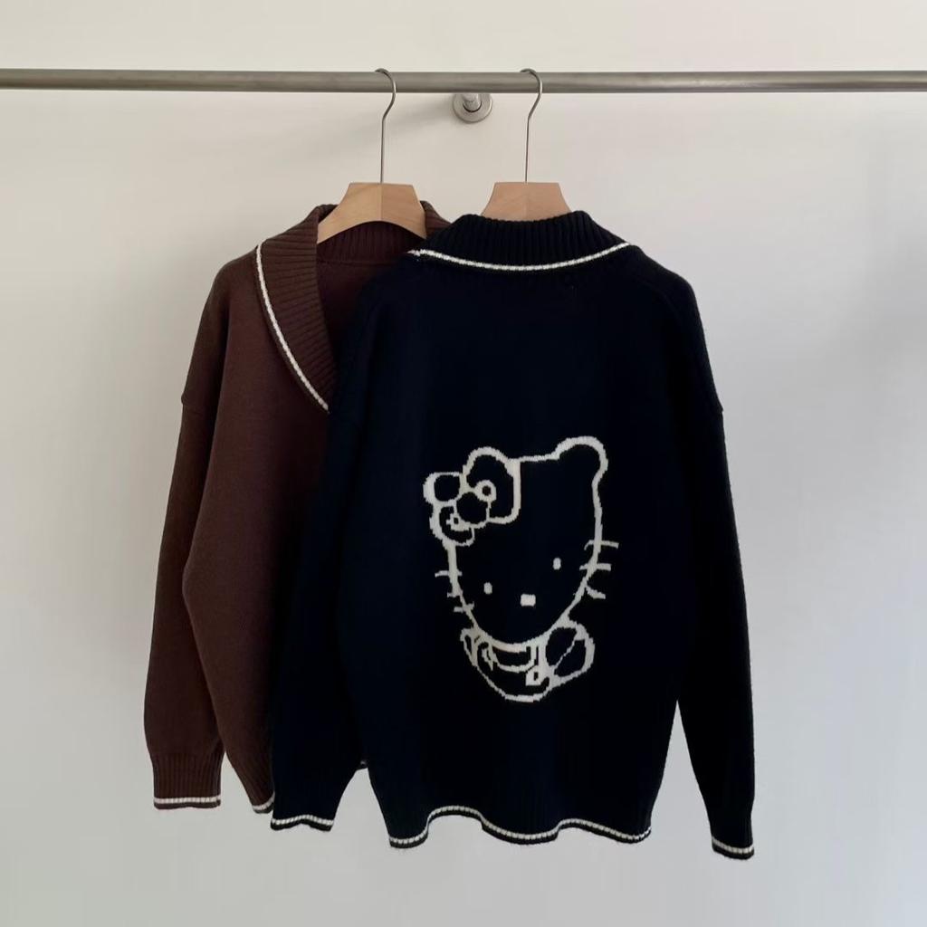 DIMANAF 2025 Autumn Sweaters Cardigan Women Pattern Printing Buttons Sweaters Knitting Loose Sweater