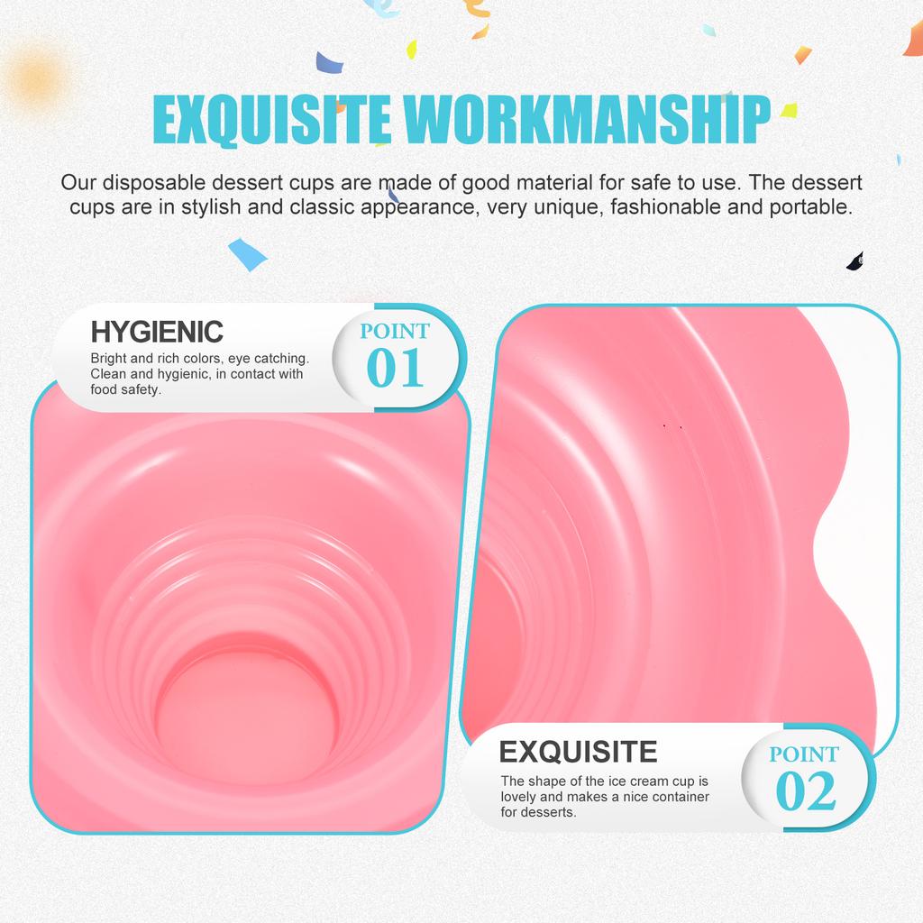 50 Stück Einweg-Dessertbehälter Eisbecher Glatte Haptik Mehrfachverwendung für Snacks Pudding Joghurt Aufbewahrung Tragbarer Servierbecher