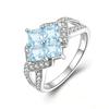 925 Sterling Silver Women's Ring Natural Sky Blue Topaz Gemstones Fine Jewelry for Women's Anniversary Banquet Wear