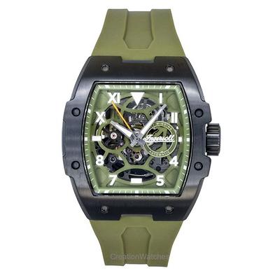 The Play Polyurethane Strap Green Skeleton Dial Automatic I15303 Men's Watch