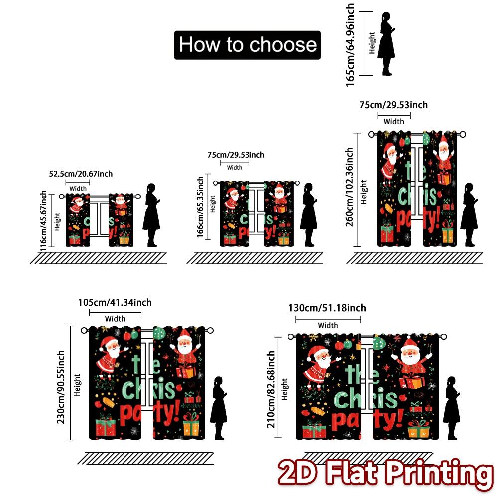 2pcs,Curtains Christmas Party Fun Santas (2) Popular Curtains&Window Treatment Machine Washable Fabric Curtains Gifts Use for