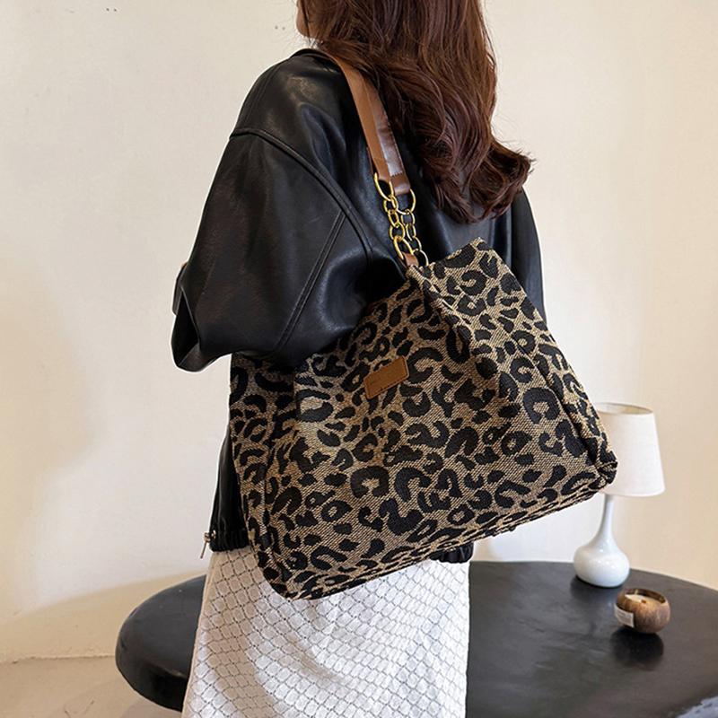 Neue Mode Vielseitige Schultertasche mit Leopardenmuster Damentasche Hohe Textur Große Kapazität Shopper Tragetasche