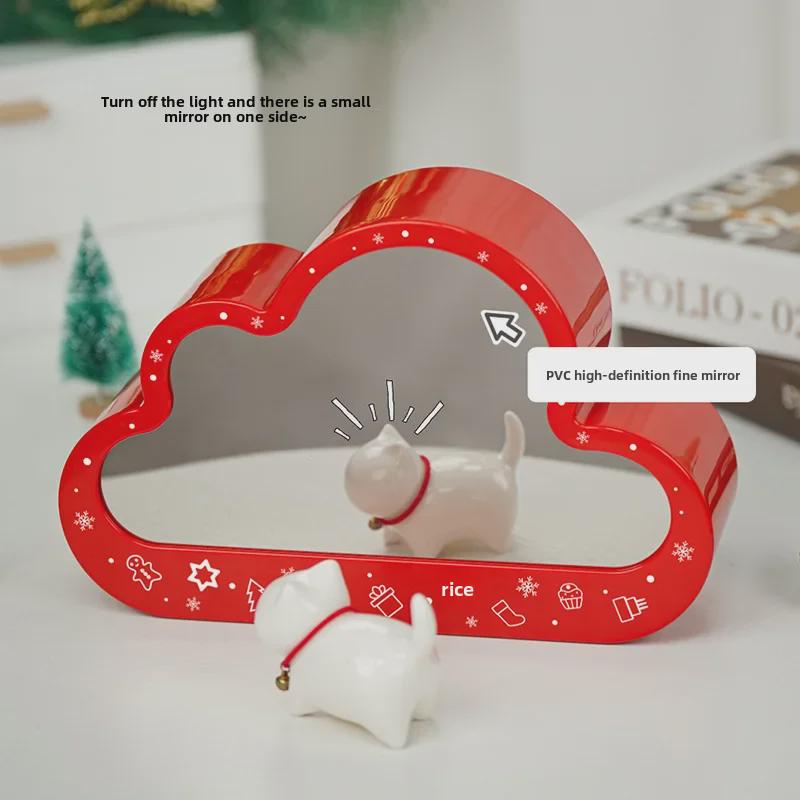 Santa Claus Cloud Mirror Night Light Building Blocks Toy for Kids - Christmas Gift