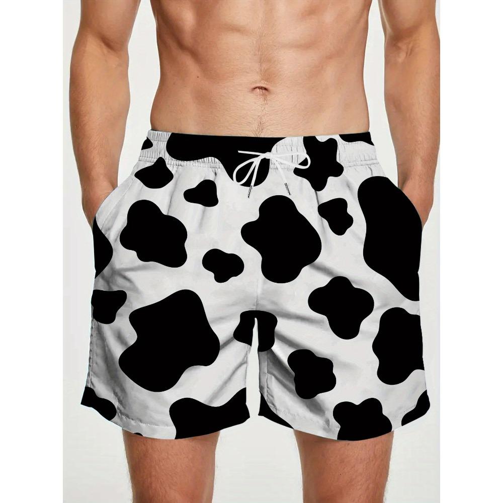 Men's Navy Pine Cone Pine Branch Print Beach Shorts Drawstring Waist Quick Dry Casual Swim Trunks 2026
