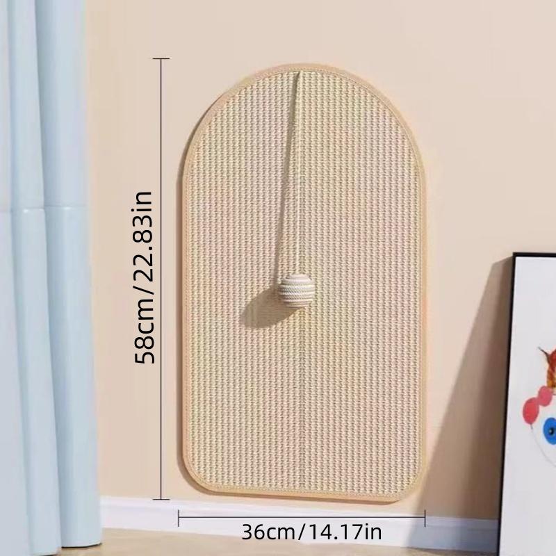 3-in-1 Sisal Cat Station: Washable Scratching Pad + Hanging Ball Toy & Self-Adhesive Wall Panel