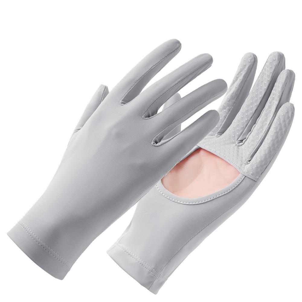 Sunscreen Gloves for Women's Ice Silk Summer Anti-ultraviolet Outdoor Thin Cycling Driving Anti Slip Palm Hollow Gloves