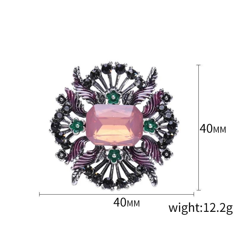 Elegant Vintage Hollow Crystal Geometric Brooch Light Luxury Oil Drop Badge Unisex Set Party