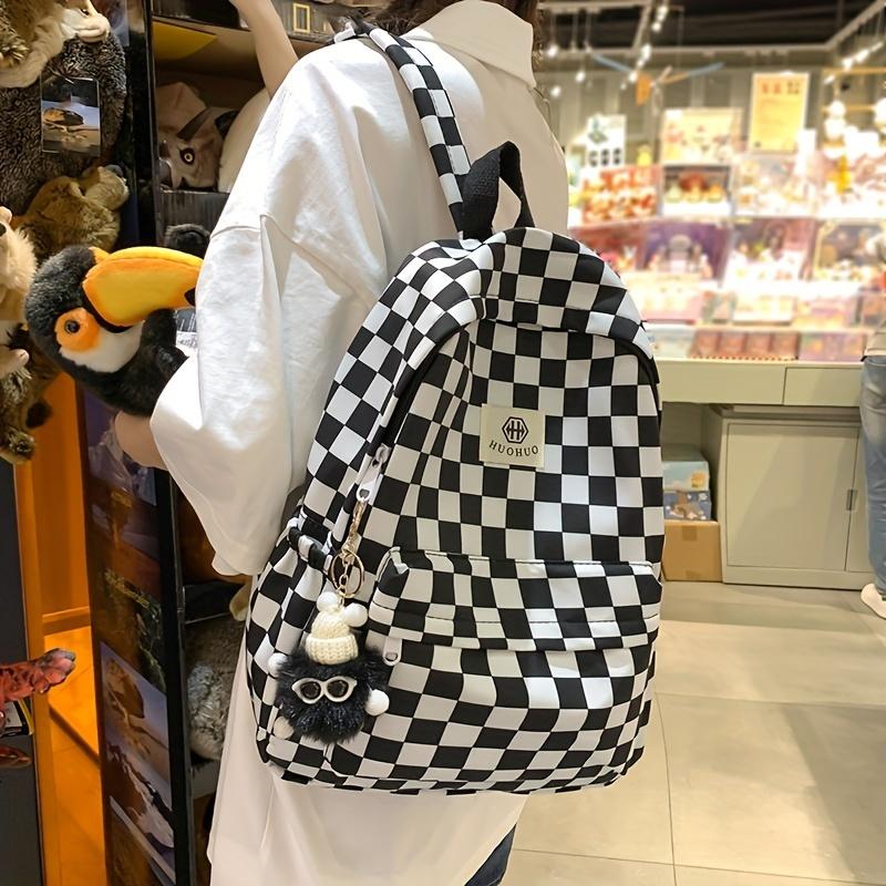 Schoolbags For Females Middle High School Students Ins Style Girls' Backpacks Girls' Checkerboard Backpacks Five Colors Optional