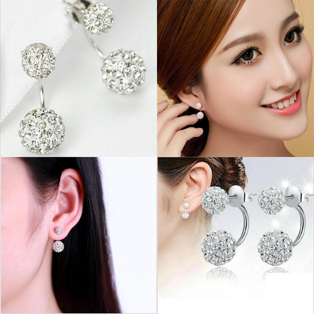Elegant Double Ball Alloy Crystal Rhinestone Earrings For A Timeless Look