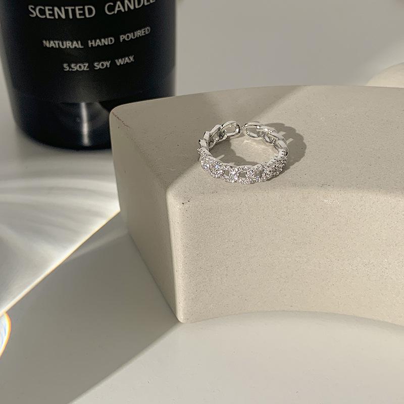Full Diamond Ring Light Luxury Niche Feeling Index Finger Ring Women'S Fashion Personality Temperament Hand Jewelry