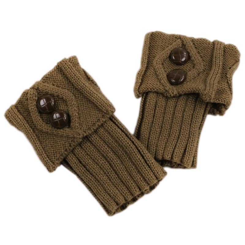 Short Women Crochet Boot Cuffs Socks Topper Gaiters Winter Button Cable Knitted Solid Color Elastic Leg Warmers Gifts