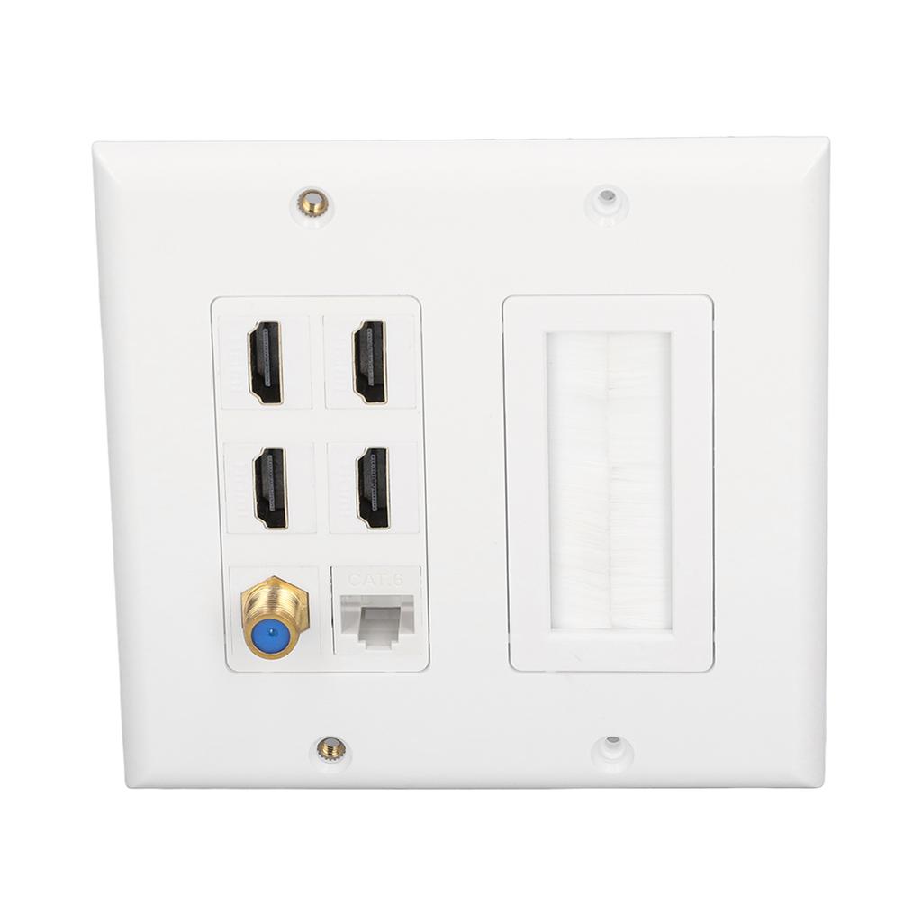 6 Port Wall Plate 4 HD Multimedia Interface 1 Cat 6 Coaxial 1 TV F Head Jack Outlet Mount Faceplate