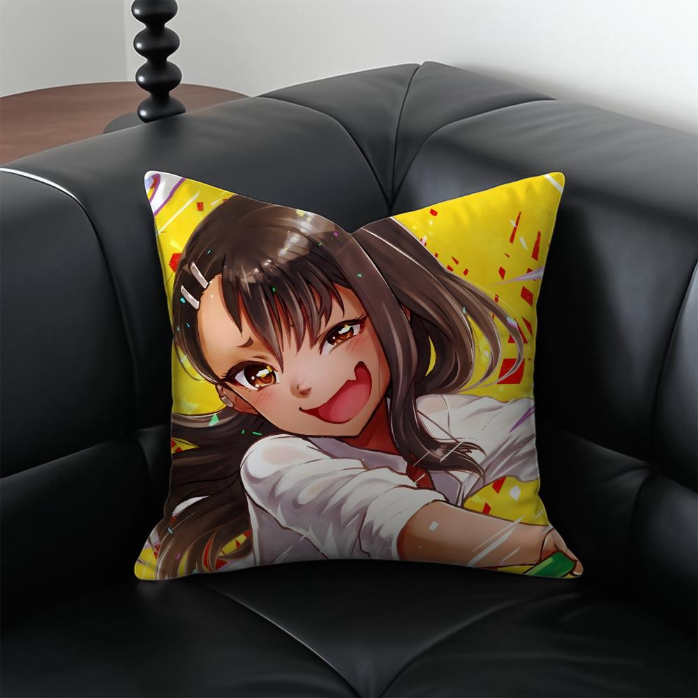 anime comedy NNagatoro SSan Cushion Cover Pillow Case Antidustmite Invisible zipper silky plush cushion