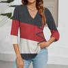 Women's V-neck Gradient Print Three-quarter Sleeve Fashion Top