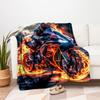"Flaming Speed: Motorcycle Art Print - Ignite Your Space!"Blanket Flannel Throw Blanket for Sofa, Bed, Travel, Camping, Office, Couch, Chair