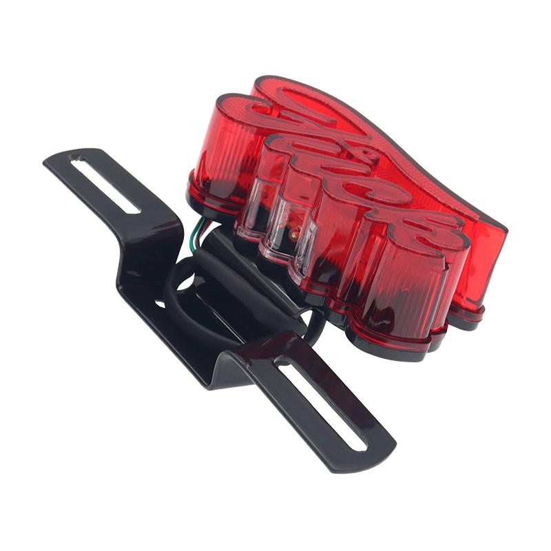 Universal Fun Motorrad Bremslicht Hinten Kennzeichen Rücklicht Retro Rot Rücklicht Rot LED Brems Zeichen