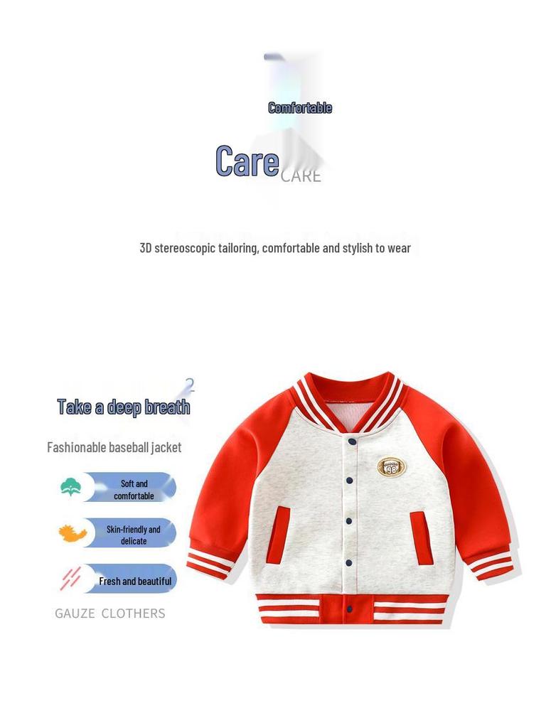 2024 Frühling/Herbst Kinderjacke im Baseballstil: Dick, Lässig, Modisch für Jungen & Mädchen, Größen für Mittelgroße & Große Kinder