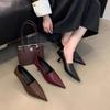 French Retro Style Stiletto Deep Mouth Stiletto High Heels Women's 2026 Spring and Autumn Temperament Brown Single Shoes