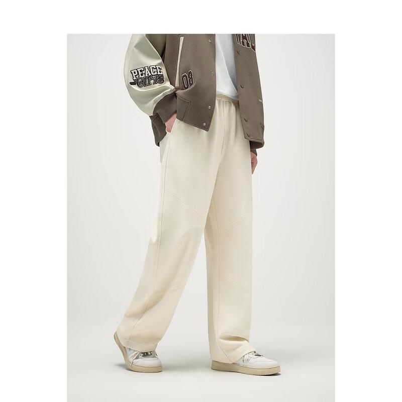 Peacebird Men's Autumn Textured Jacquard Arc-Cut Casual Pants