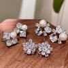 Elegant French Zircon Pearl Earrings: Unique Design & Exquisite Ear Clips for Women