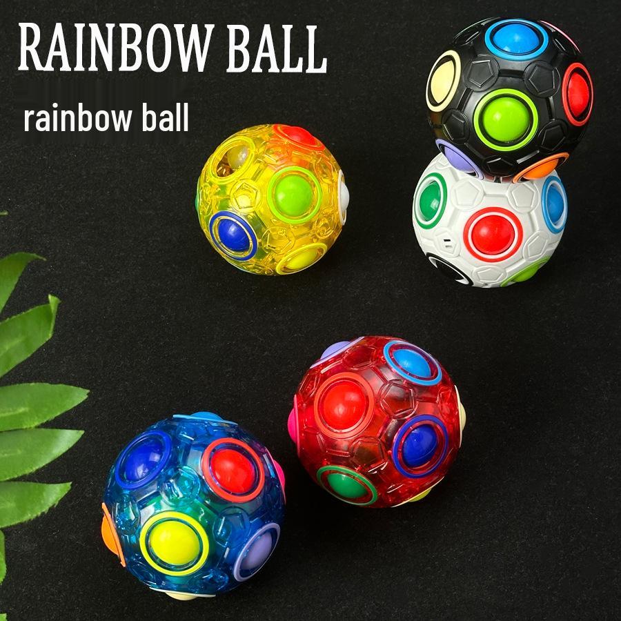 Magic Rainbow Ball Cube: 12-Hole Intelligence Decompression Toy with Transparent Rainbow Design