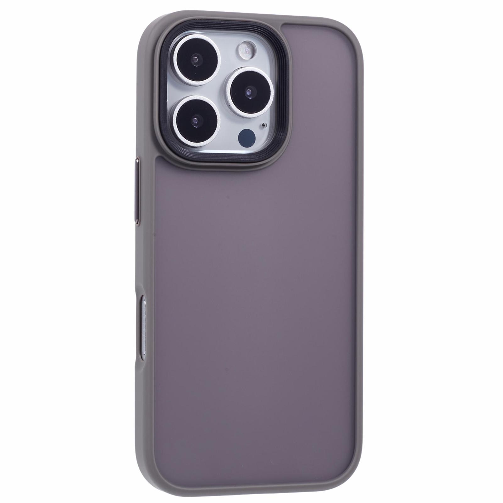 

For iPhone 16 Pro Cover Skin-Touch Matte Anti-Fingerprint PC+TPU Cell Phone Case Grey