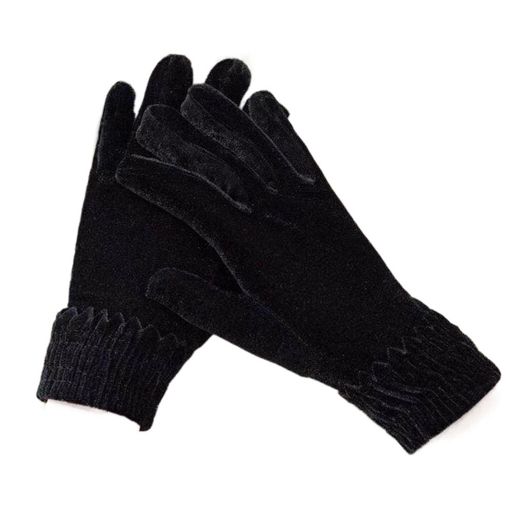 Fashion Thick Velvet Gloves Solid Color Full Finger Mittens Riding Driving Gloves Autumn Winter