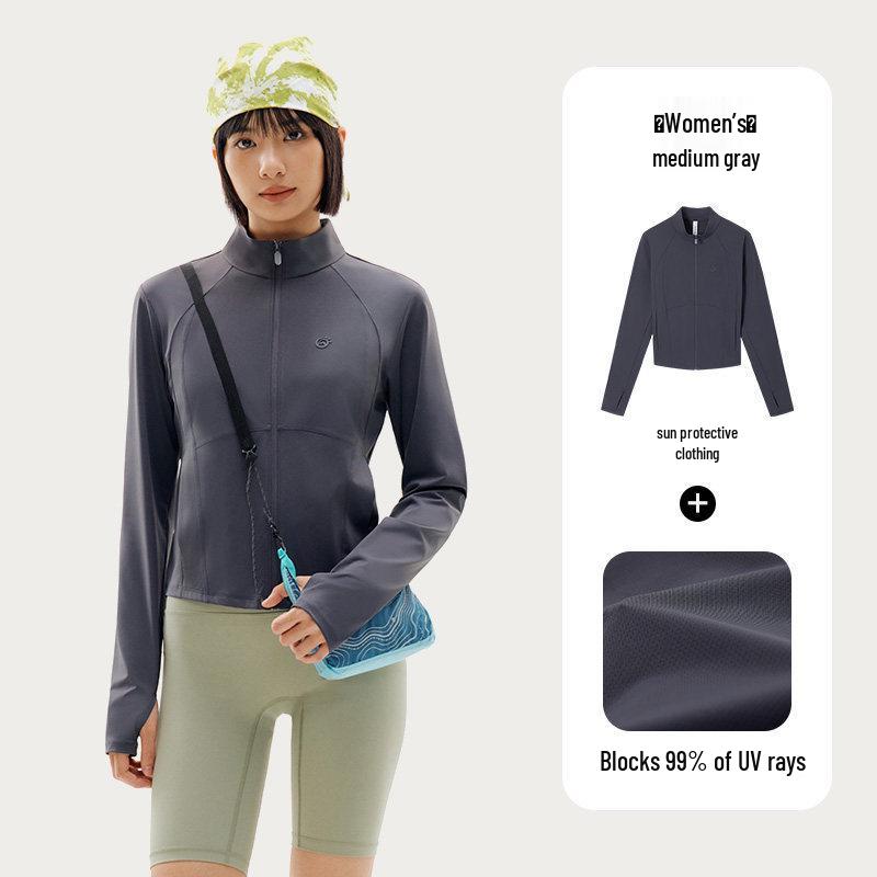 Tantuo Women s Slim Fit UPF100+ Sun Protection Jacket - Stand Collar, Zipper, Breathable, Cooling, Ice Skin Fabric. L