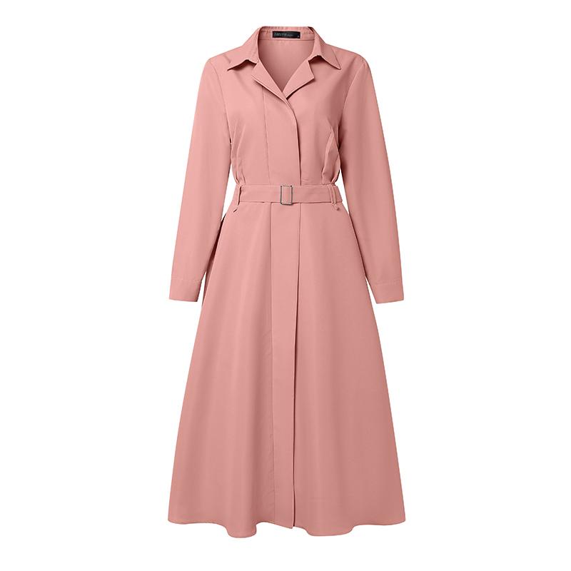 ZANZEA Women Turn Down Collar Long Sleeve Loose Casual Dress