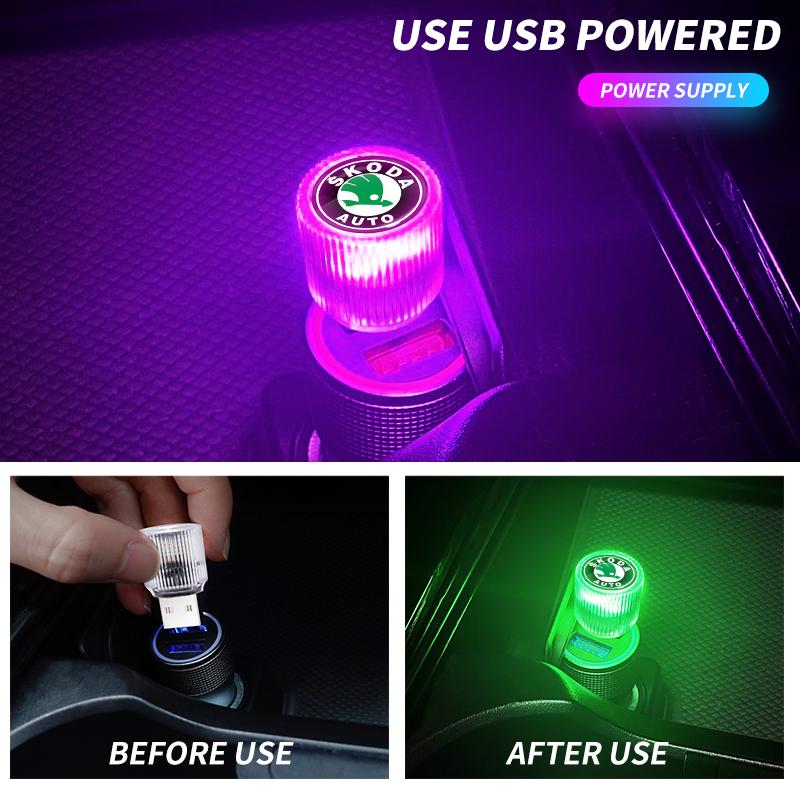 Mini USB LED Car Light Auto Interior Atmosphere Light For Skoda Octavia Rapid Kodiaq Karoq Fabia Kamiq Superb Derivative Vision  ZJ9