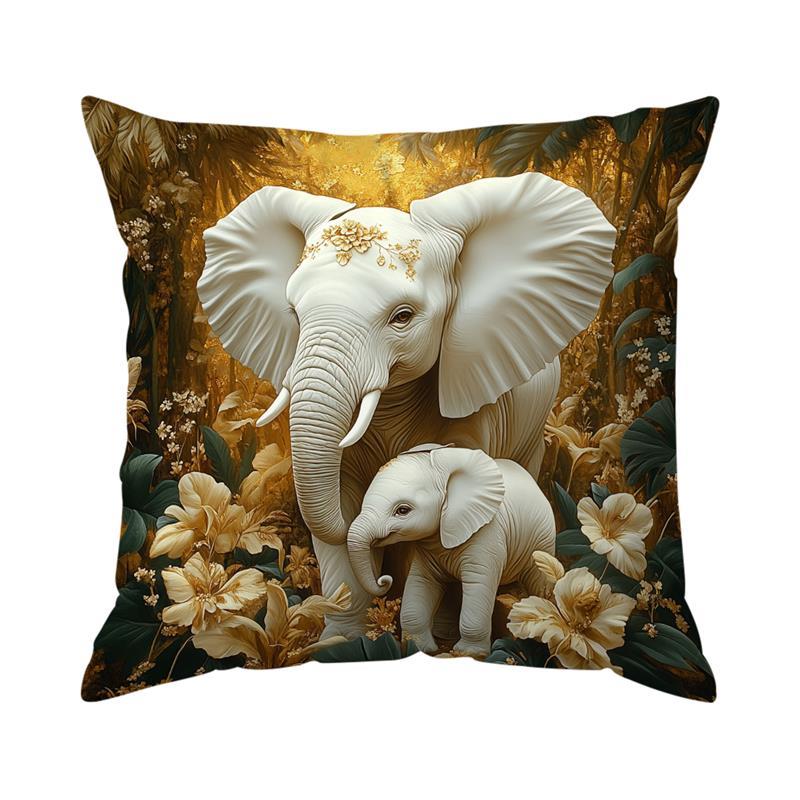 Jungle Elephant Cushion Pillowcase Printed Polyester 45X45Cm Throw Pillowcover Decorative Sofa Cushion Pillowslip Home Decor