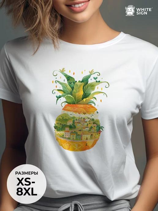 Oversized summer T-shirt with Pineapple City print 2XL