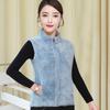 Women's Fall/Winter Coral Fleece Warm Vest, Solid-Color Outdoor Fleece Vest, Simple Zipper Commuter Sleeveless Jacket