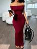 Summer fashion slim fit solid color one-word neck sleeveless off-the-shoulder waist sexy hip-wrapped pure desire dress