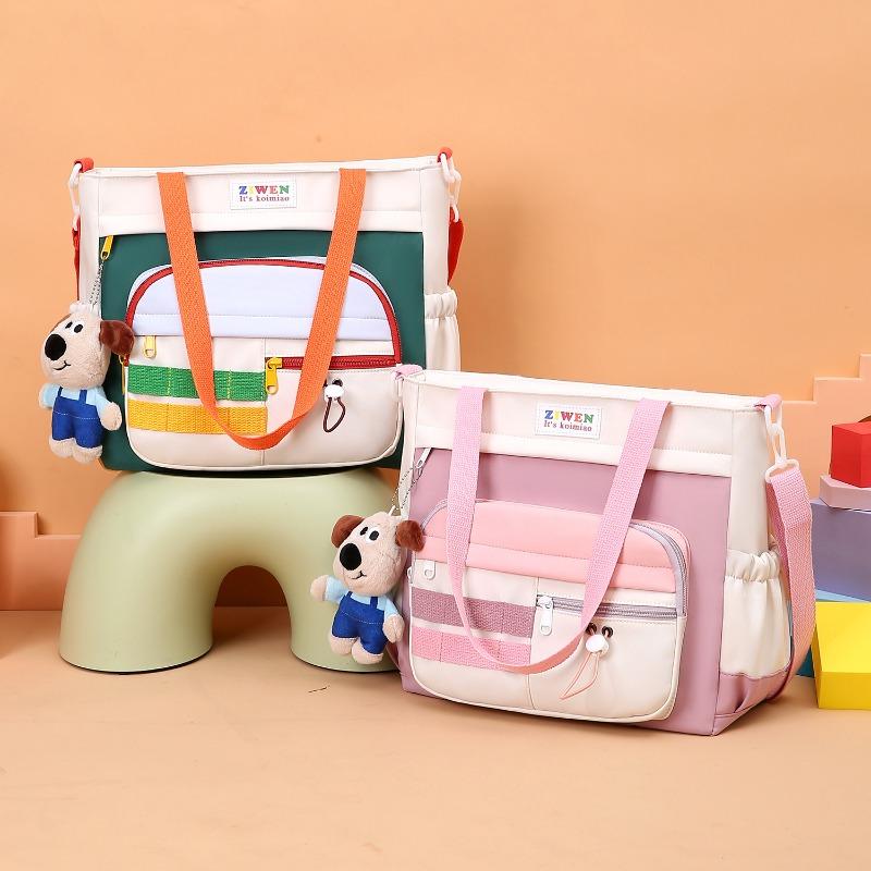 College style, high value, contrasting colors, large capacity messenger bag, Japanese girl shoulder tote bag, student hand-held tutoring bag