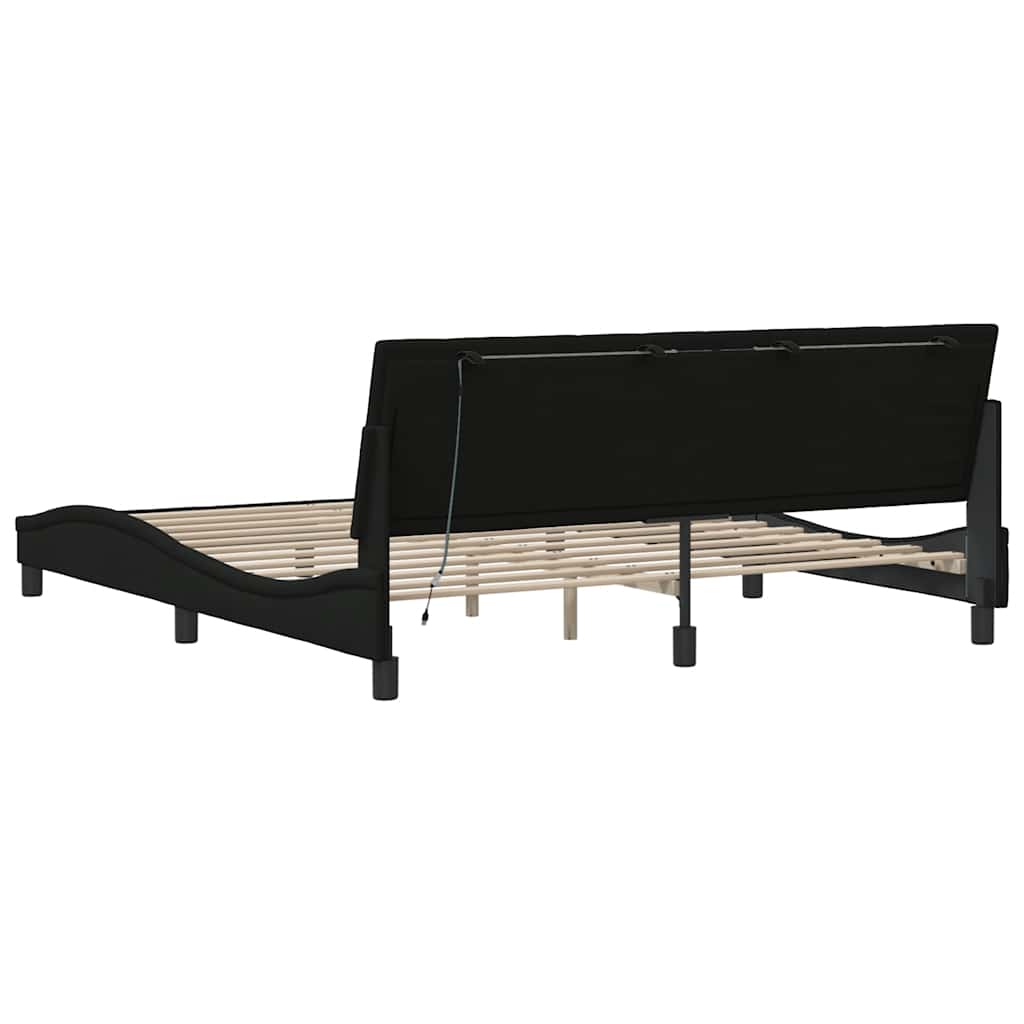 Bed Frame without Mattress  Hanko  Black 180x200 cm Fabric