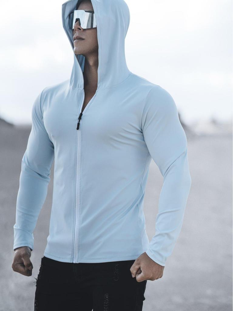 Herren Quick-Dry Langarm Fitness Laufen Sport Reißverschluss Hoodie