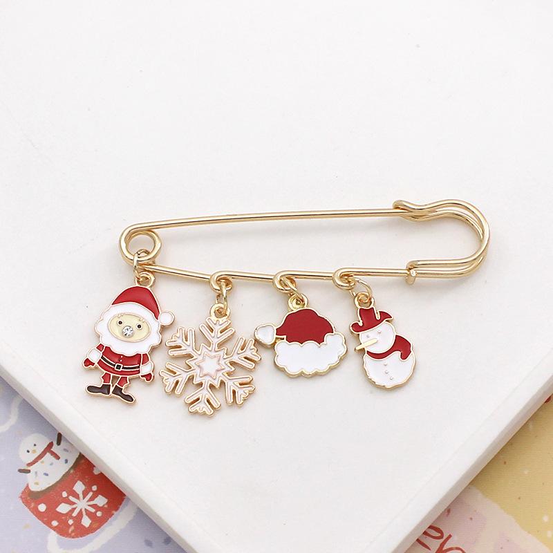 Cute Cartoon Santa Claus Enamel Alloy Brooch Christmas Party Hat Clothing DIY Decorative Pins Xmas Gift for Men Women Children