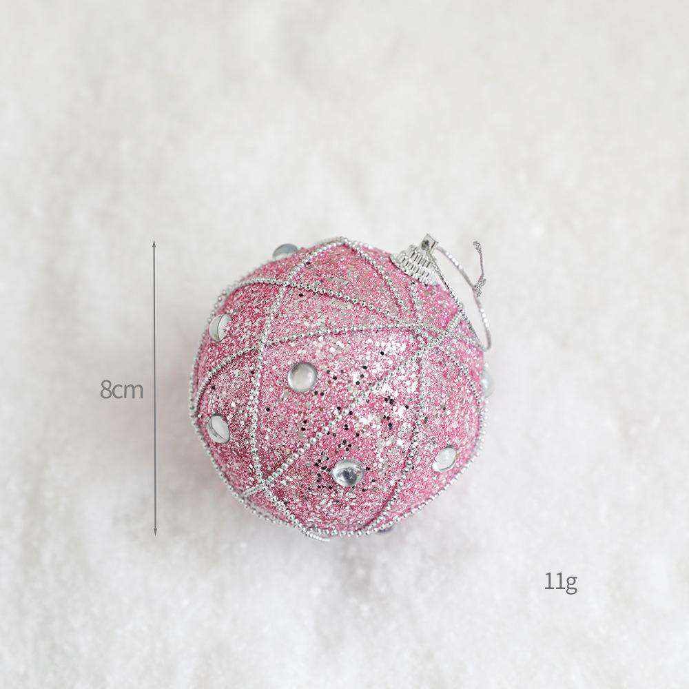 Christmas Tree Ornaments Pink Foam Ball Bow Tree Top Star Xmas Tree Hangings Pendant Party Decorations Supplies 2025 New Year