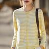 Women's Striped Round Neck Knit Cardigan - Spring & Autumn Casual Loose Fit