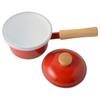 Fuji Enamel Induction Cooking Compatible Mini Saucepan, 12cm, with Polyester Lid, Enamel Saucepan, C-12S, Red