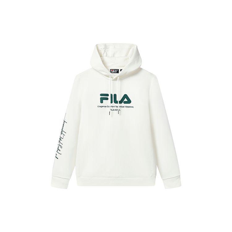 Fila Logo Print Hooded Sweatshirt Men Tops White F11M319206F-WT