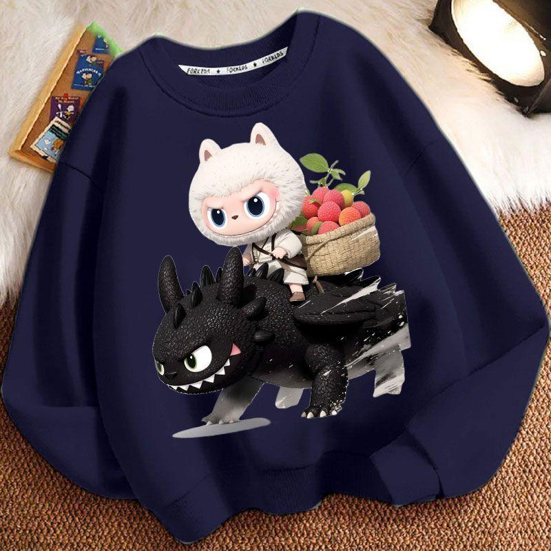 Cute Round-neck Hoodies for Children, Long-sleeved Loose Hoodies for Boys and Girls  Spring and Autumn
