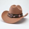 Weicher Fedora Hut mit Blumenstickerei Sonnenhut Vintage Filz Western Cowboyhut Reise Outdoor