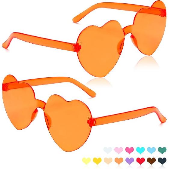 Heart Sunglasses 2 Pairs Heart Shaped Sunglasses Womens Heart Glasses Rave Sunglasses for Women Party Favors оранжевый