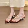 2025 New Summer Women's Cross-Strap Open Toe Flip Flop Sandals Pointed Thong Beach Slippers Casual Sole Shoes Fashion Sandals